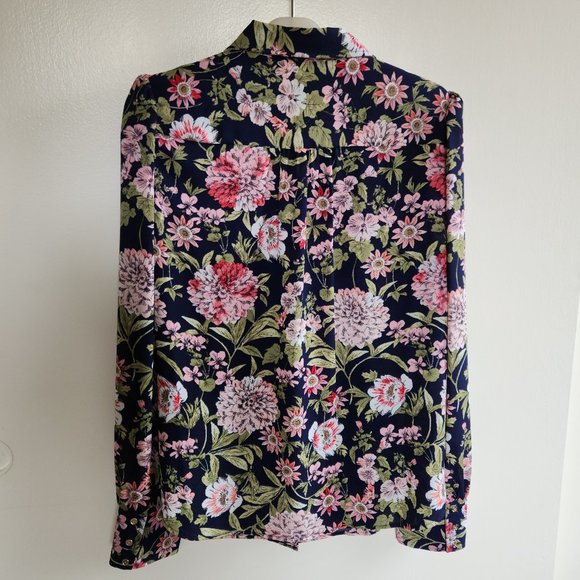 Tommy Hilfiger Floral Blouse Medium Puff/Pleats - Picture 2 of 10